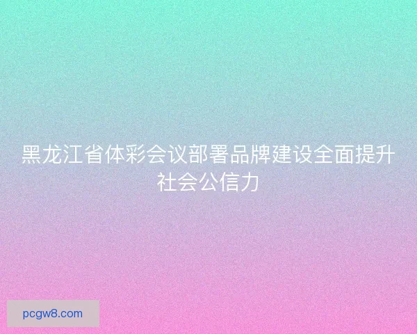 黑龙江省体彩会议部署品牌建设全面提升社会公信力